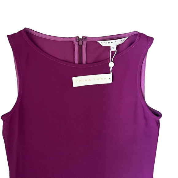 Trina Turk Sleeveless Purple Plum Blossom Joyous Asymmetrical Dress Size S NWT - Picture 4 of 13